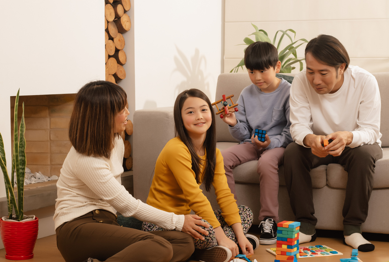 Japanese Family Playing Together 